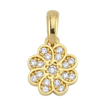 Goldkupe 14 Ayar Altın Taşlı Çiçek Kolye Ucu 0,77 Gr-3270