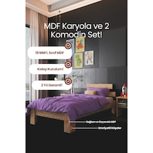 Lotus Tek Kişilik Mdf Karyola Ve 2 Komodinli Set