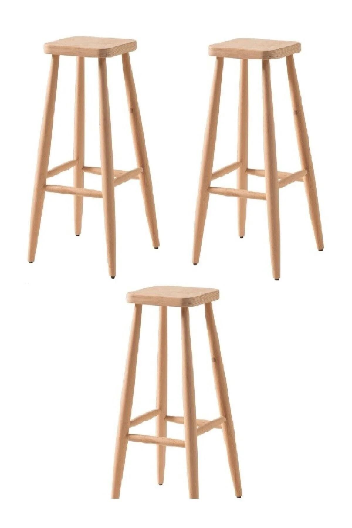 Clk Home Ahşap Tabure Ham Kare 36 36 70 Cm 3 Adet Ahşap