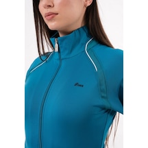 Fore Sport Kadın Mikro Şardonlu Fermuarlı Eşofman Takımı Günlük Spor Alt Üst Takım Petrol