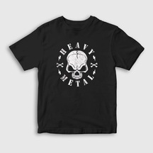 Presmono Unisex Çocuk Skull Heavy Metal T-Shirt