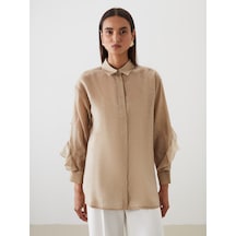Lcw Modest Bej Fırfırlı Kadın Gömlek Tunik