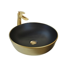 Paluci Lisa Matt Black Altın Yuvarlak Lavabo