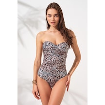Pierre Cardin Bandy Kaplı Straplez Mayo Leopar 231132-d Çok Renkli