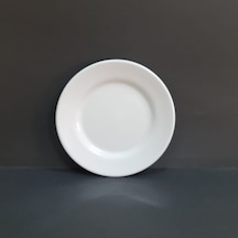 6 Adet Kırılmaz Melamin Çizgi Tatlı & Yemek Servis Tabağı 17 Cm - Beyaz Beyaz
