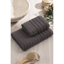 Eponj Home 2li Havlu Seti Dalga 50x85cm+70x140cm Antrasit Antrasit