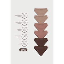 Auw Kadın Lastiksiz Pamuklu Modal Basic Cheeky Külot 6'lı - Softfit Latte,bronz,bitter