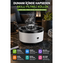 Akıllı Filtreli Küllük Usb Şarjlı Duman Emici Masaüstü Koku Azaltıcı Küllük Beyaz Model