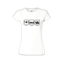 Eat Sleep Drum Beyaz Kadın Tshirt 001