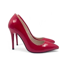Luxuria Kırmızı Parlak Rahat Yüksek Stiletto Topuklu Ayakkabı Kırmızı