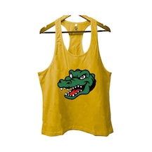Top Glory Crocodile Sarı Gym Fitness Tank Top Sporcu Atleti