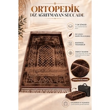 Ortopedik Diz Ağrıtmayan 7 Cm Visco Süngerli 80x120 Seccade Kadife Embos Üst Kumaş Çantalı Kahverengi