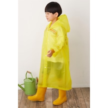 Newdaki Unisex Çocuk Yağmurluk %100 Eva Çıtçıtlı Kapüşonlu Sarı