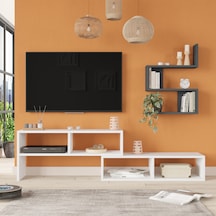 Robin Home Nexus Tv Ünitesi Tv Sehpası Raflı Beyaz-antrasit