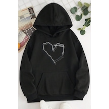 Unisex Oversize Holiday Baskılı Sweatshirt Siyah