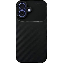 İphone Uyumlu 16 Plus Kılıf Focus Carbon Silikon Kapak Siyah