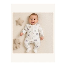 Ferasty İstanbul Unisex Bebek Tulum Fil Desenli Ekru