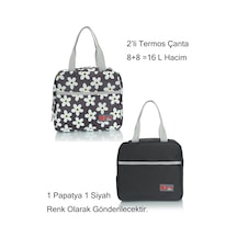 2'li Set Yemek Taşıma Çantası Sıcak Ve Soğuk Termal Termos Mama T Siyah