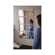 10 Adet Dekoratif Kare Gümüş Pleksi - 10x10, 15x15, 20x20, 25x25, 30x30, 35x35, 40x40 Cm Kendinden Yapışkanlı Duvar Dekorasyonu Ürünü Pleksi Gümüş