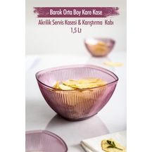 Akrilik Barok Mürdüm Orta Boy Kare Meyve & Salata Kasesi & Karıştırma Kabı / 1,5 Lt Cam Değildir Çok Renkli