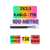 Öznur 2x2,5 Ttr Kablo Siyah Metre Seçenekli - 100 Metre