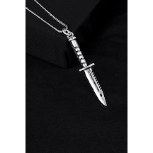 Encili Silver 925 Ayar Gümüş Komando Bıçağı Model Erkek Kolye