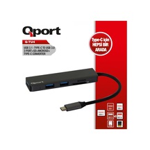 QPORT Q-TU4 TYPE-C TO 3xUSB3.0+MICROSD ÇEVİR  Cİ ADAPTÖR
