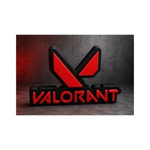 Valorant Logo Standı Masaüstü Süs Oyuncu Aksesuarı Dekoratif Figür Konsol Kırmızı - Siyaj
