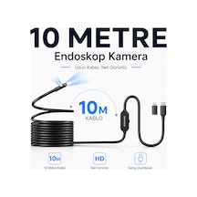 Uninet iPhone Uyumlu Ve Android Uyumlu 2 Kameralı 10 Metre Kablolu Endoskop Yılan Kamera