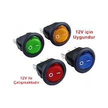Buharaelektronik-Ic-131A Yuvarlak Işıklı Anahtar On-Off 3P 12Volt 20A Marin 20Mm 5 Adet-Sarı