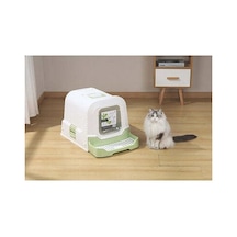 M-pets Eco Rattan Kapalı Kedi Tuvaleti Beyaz Yeşil 69x42x41cm