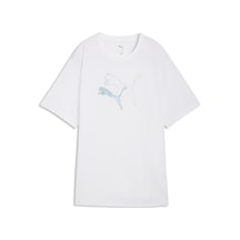 Puma Evostripe Graphic Kadın Beyaz Günlük Stil T-shirt 69189602 Beyaz