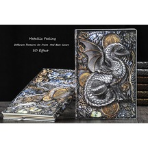 Hediyelik Beyaz Ejder Kabartmalı Defter