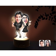 Kişiye Özel Sevgililer Karikatürlü Dekoratif 3D Biblo Led Işıklı (481495473)