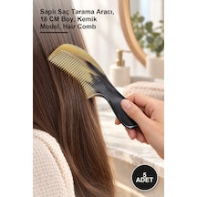 5 Adet Tutmalı Kemik Tarak Saplı Saç Tarama Aracı, 18 Cm Boy, Kemik Model, Hair Comb