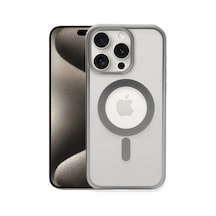 Apple iPhone Uyumlu 15 Pro Max Kılıf Erozi Magsafe Kapak - Gümüş İtdark35516