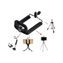 Tripod Bağlantılı Telefon Tutucu Ayarlı Aparat Tripod Monopod Kafa Tutucu Tutma Aparatı Siyah - 857487634