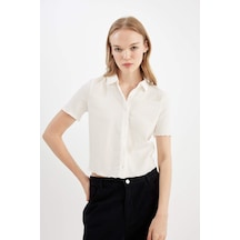 Defacto Coool Fitted Bürümcük Kısa Kollu Gömlek D4520AX24HSWT32 Beyaz