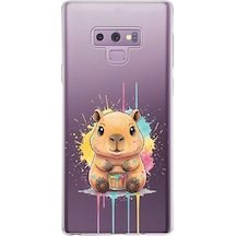 Samsung Galaxy Note 9 İle Uyumlu Splash Kapibara Tasarımlı Şeffaf Silikon Kılıf Şeffaf