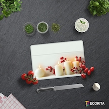Decorita Cam Kesme Tahtası - Cam Kesme Tablası Beyaz Mum Desen 29 CM x 34 CM