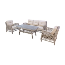 Mira Rattan Bahçe Oturma Grubu 3+1+1 Sehpalı Bahçe Takımı