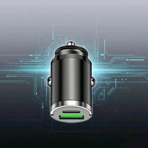 Chuangyinshop 100w Ultra Kompakt Çift Port Araç Şarj Cihazı Usb-c + Usb-a Yeşil