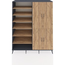 Kronos Gardrop 8 Raflı 4 Kapaklı 2 Askılı 176x59x221 Antrasit-çam Çam