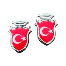 Türk Bayraklı Arma Damla Etiket Kırmızı 2&amp 39li