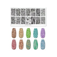 Dalgalı Çizgi Ve Zebra Dizayn Nail Art Stamping Baskı Plakası Jt-y043