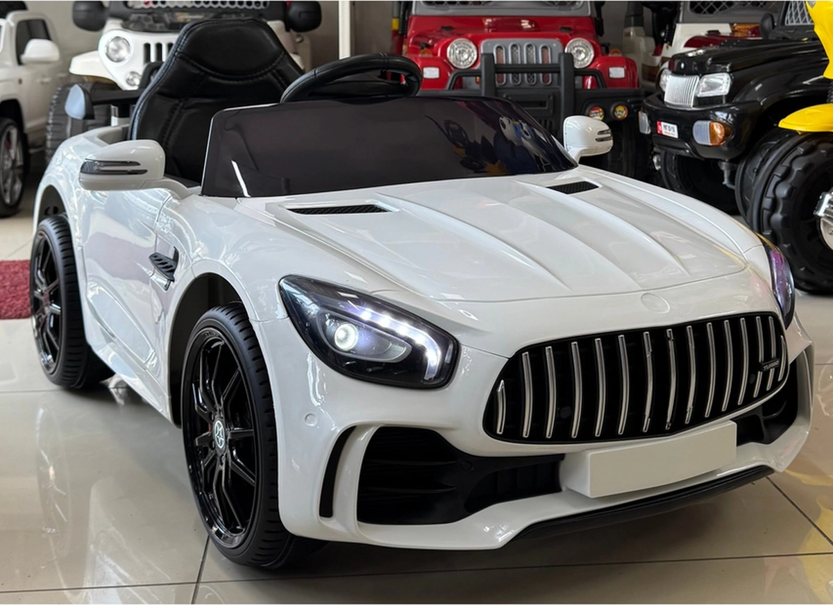 12v Mercedes Gtr Akülü Araba 1-4 Yaş, Uzaktan Kumandalı, Led Işıklı Beyaz