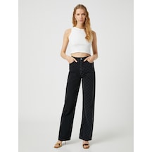 Koton Renk Bloklu Kot Pantolon Düz Paça - Nora Jean Siyah 3sal40134md 3sal40134mdblk Siyah