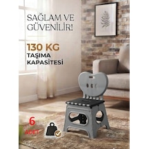 6 Adet Lüks Sağlam Dayanıklı Kullanışlı Şık Katlanır Tabure Ma115 Gri 6 Adet