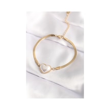 Ezoconcept 316l Çelik Gold Renk Bombeli Kalp Kadın Bileklik 001