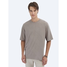 Kip Vizon Desenli Bisiklet Yaka T-shirt Vizon